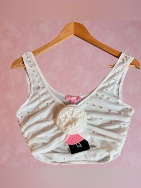 NWT DOLLS KILL SUGAR THRILLZ “BELOVED PEARL” HALTER TOP – SIZE LARGE
